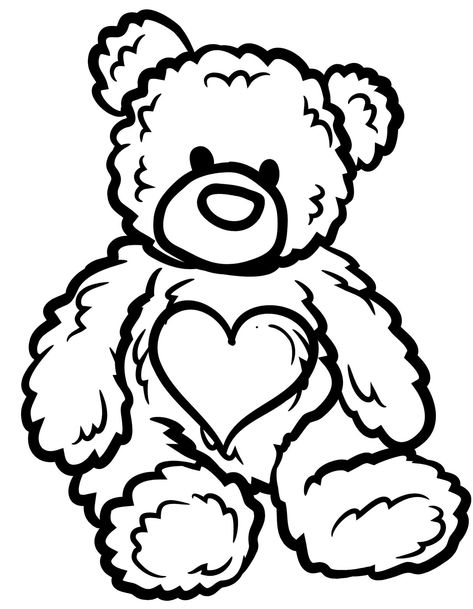 Teddy bear with heart coloring page a4 printable valentine days Black And White Outline Art, Heart Coloring Page, Teddy Bear Coloring Pages, Fargelegging For Barn, Teddy Bear With Heart, Bear With Heart, Hello Kitty Colouring Pages, Valentine Days, Valentines Day Coloring Page