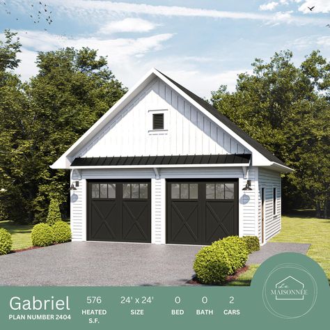 Garage Plan 24'x24' Garage Plan 24x24 Farmhouse Garage Plan New American Garage Plan Double Garage Plan Instant PDF Download - Etsy Three Car Detached Garage, Detached Garage Board And Batten, Two Story Garage Detached, Detached Farmhouse Garage, 30 X 30 Garage Plans, One Car Garage Addition, 2 Car Detached Garage Ideas, 24x24 Garage Plans, Garage Exterior Ideas