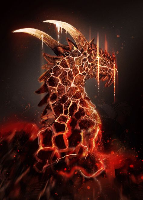 Lava Dragon Art, Fire Dragon Art, Fire Creature, Dragon Breathing Fire Drawing, Fire Kingdom, Fire Breathing Dragon Art, Lava Dragon, Dragon Breathing Fire Gif, Lightning Dragon Fantasy Art