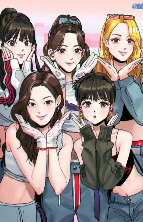 Kpop Gg Fanart, Lesserafim Fan Art, Lesserafim Drawing, Le Sserafim Drawing, Le Sserafim Fan Art, Lesserafim Fanart, K Pop Fanart, Sundae Kids, Friends Illustration