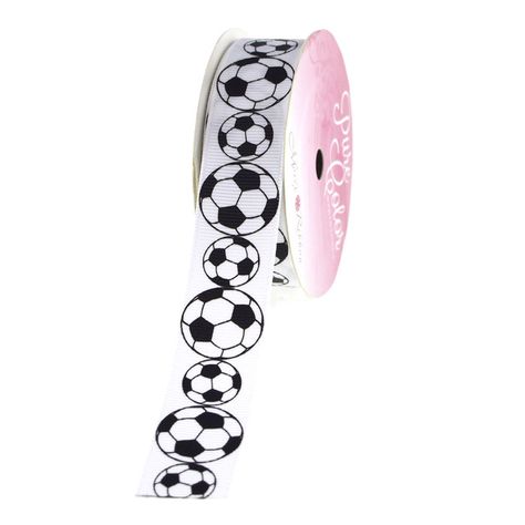 These sports balls are sure to lead your team to victory! Wrap your centerpieces or party favors with this beautiful printed grosgrain ribbon. Width: 7/8 inches Length: 5 yards Glass Vase Wedding Centerpieces, Soccer Banquet, Banquet Centerpieces, Soccer Kids, Soccer Theme, Soccer Party, Soccer Goal, Curling Ribbon, Kids Soccer