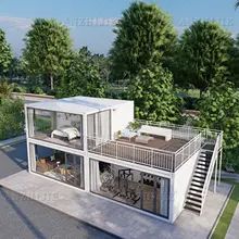 2 story 3 bedroom luxury prefab house with terrace House 2 Story, House With Terrace, Prefab Container Homes, Modular Housing, Box Bedroom, Container Architecture, Container House Plans, Prefabricated Houses, Container Home