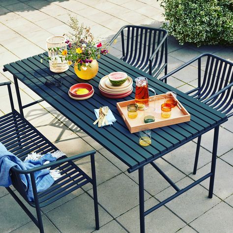 The Villa collection by Hubsch This black metal chair fits perfectly together with the Villa small or large outdoor dining table, but can also decorate your balcony or terrace alone. #hübsch #denmark #danish #danishdesign #scandi #scandihome #nuova #outdoorseating #relax #alfrescodining #sustainability #sustainabledesign #outdoor #garden #gardenfurniture #outdoorfurniture #homestyling #contemporarydesign #onlyinrugby #lovelivinginrugby #houltonrugby #rugbyfirst Large Outdoor Dining Table, Black Metal Chairs, Small Terrace, Scandi Home, Metal Chair, Large Table, Small Balcony, Al Fresco Dining, Garden Table