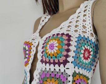 Summer Vest Crochet, Boho Crochet Vest, Crochet Vest Pattern, Crochet Diy, Crochet Jacket, Pink Yarn, Crochet Shirt, Crochet Vest, Boho Crochet