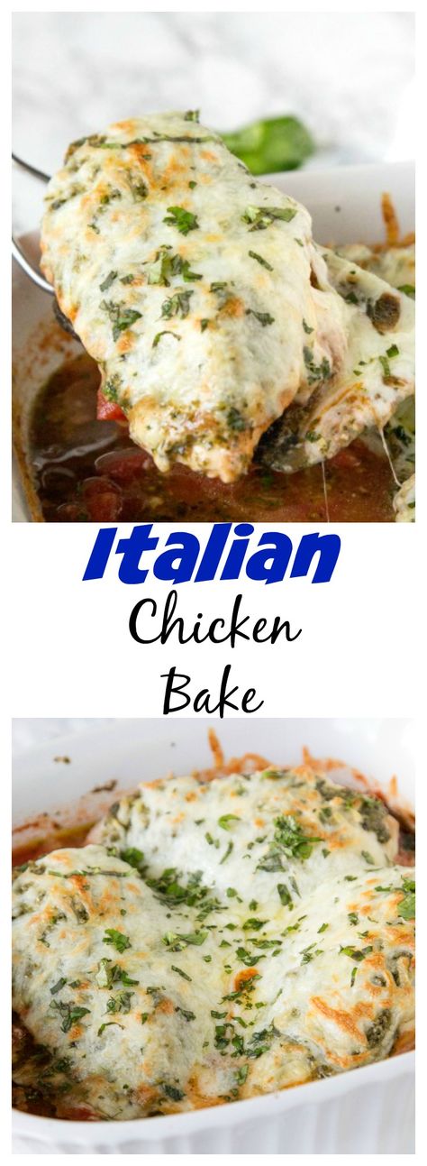 Italian Chicken Bake – just 5 simple ingredients for a delicious, cheesy, and perfect dinner dinner for any night of the week. Italian Chicken Bake, Unique Meals, Italian Baked Chicken, Italian Foods, Chicken Bake, Easy Meal Ideas, Perfect Dinner, Italian Chicken, Chicken Main Dishes