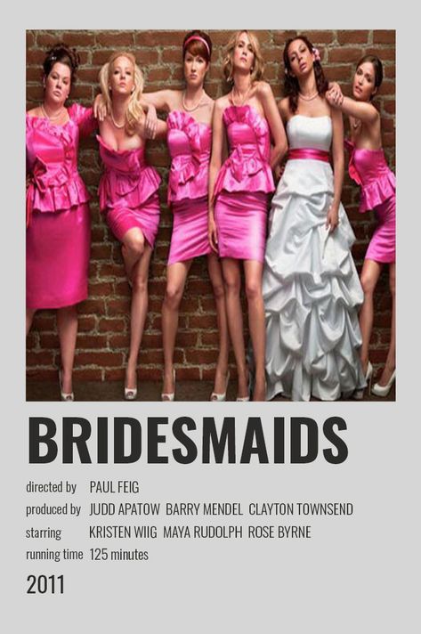 Best Female Characters In Movies, Feminine Movies, Bridesmaids The Movie, Movie Bridesmaids, Bridesmaids Movie Poster, 2010s Movies, Couples Movies, Movie Night Outfit, Couple Movie