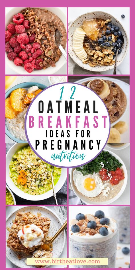 Pregnancy breakfast ideas that are nutritious! You've got to try these Pregnancy Oatmeal Recipes if you are looking for healthy breakfasts for pregnancy. These oatmeal recipes are loaded with pregnancy nutrition to help Mom and Baby. No more boring oatmeal. Eat super food oatmeal while pregnant for breakfast or healthy snack.  Great pregnancy recipes for your pregnancy meal plan! Oatmeal For Pregnant Women, Gestational Pregnancy Breakfast Ideas, Nourishing Pregnancy Meals, Third Trimester Breakfast Ideas, Breakfast Ideas Pregnancy, Pregnancy Oatmeal Recipes, Healthy Pregnancy Breakfast, Pregnancy Breakfast Ideas, Recipes For Pregnant Women