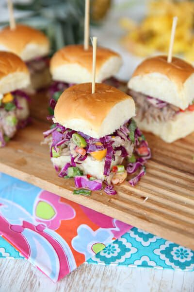 Kalua Pork Sliders, Mango Slaw Recipes, Picnic Salads, Mango Slaw, Our Best Bites, Pineapple Pork, Kalua Pork, Pulled Pork Sliders, Slaw Recipe