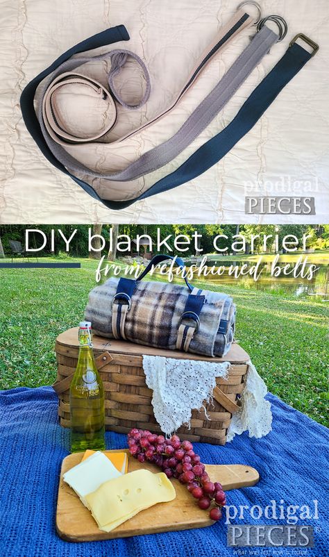 Diy Bedroll, Picnic Blanket Diy, Blanket Carrier, Knot Blanket, Blanket Roll, Diy Blanket, Rug Tutorial, Stadium Blankets, Upcycling Ideas