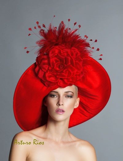 Arturo Rios stunning hat Red Hat Society, Couture Hats, Crazy Hats, Kentucky Derby Hats, Elegant Hats, Unique Hats, Dupioni Silk, Cocktail Hat, Kentucky Derby Hat