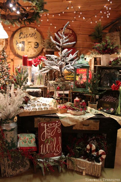 Christmas display @ our shop  Timeworn Treasures | Danville PA Christmas Booth, Expect The Unexpected, Prim Christmas, Old Fashioned Christmas, Christmas Store, Primitive Christmas, Store Displays, Christmas Display, Noel Christmas