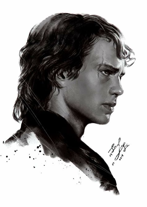 Anakin Art, Darth Vader Drawing, Star Wars Art Drawings, Easy Disney Drawings, Anakin Vader, Anakin And Padme, Star Wars Anakin, Star Wars Drawings, Star Wars Tattoo