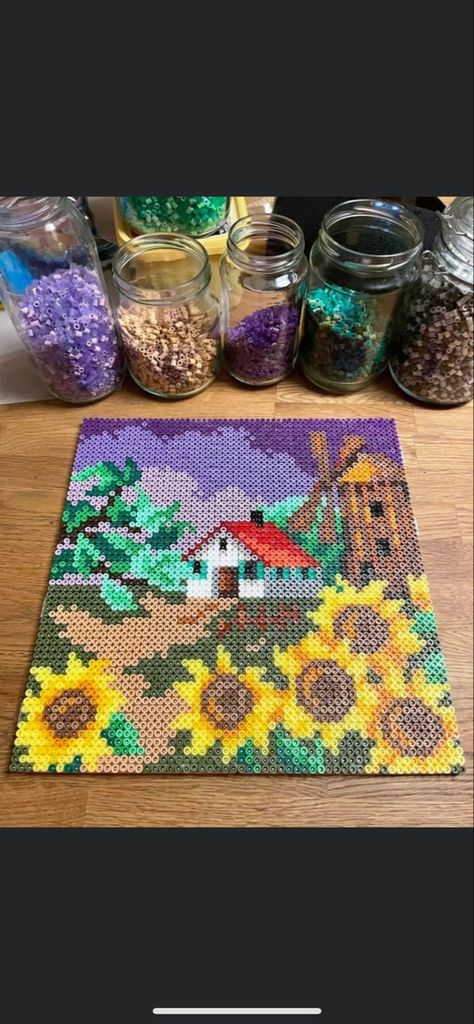 Perler Beads Painting, Perler Bead Display Ideas, Perler Bead Drawers, Perler Bead Wall Hanging, Complex Perler Bead Patterns, Perler Beads Big Designs, Stained Glass Perler Bead Patterns, Perler Wall Art, Perler Bead Patterns Large