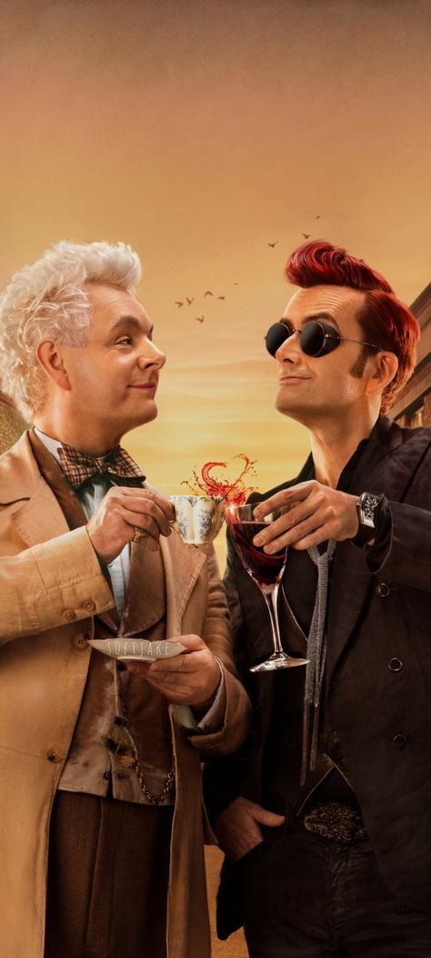 Aziraphale Playlist, Good Omens Reference, Good Omens Pictures, Good Omens Matching Wallpaper, Aziracrow Wallpaper, Good Omens Background Desktop, Crowley Wallpaper Good Omens, Good Omens Phone Wallpaper, Crowley X Aziraphale Wallpaper