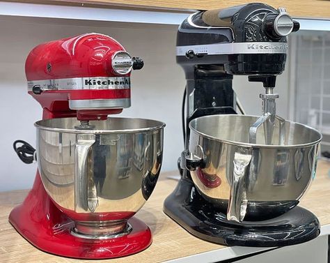 KitchenAid Artisan vs. Professional Mixers (10 Differences) - Prudent Reviews Kitchen Aid Pro Appliances, Kitchenaid Mixer On Counter, Kitchen Aid Mixer Colors, Kitchenaid 7 Quart Mixer, Kitchenaid Imperial Grey, Kitchenaid Mixer Colors, White Kitchen Aid, Kitchenaid Professional 5 Plus, Large White Kitchen