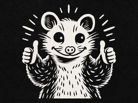 Cartoon Opossum, Thumbs Up Illustration, Style Graphique, Animal Doodles, Retro Cartoon, Spread Positivity, Graphic Style, Retro Cartoons, School Events