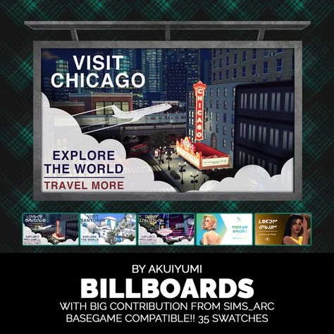 Sims 4 Billboard Cc, San Myshuno, Visit Chicago, Sims 4 Download, Sims 4 Gameplay, The Sims 4 Download, Sims 4 Build, Color Tag, Sims 4 Cc Finds