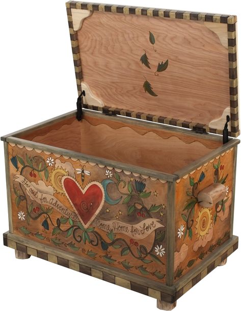 Chest Ideas, Painted Trunk, Sticks Furniture, White Furniture Living Room, Painted Wooden Boxes, Painted Chest, Wooden Chest, Painted Boxes, Hand Painted Furniture