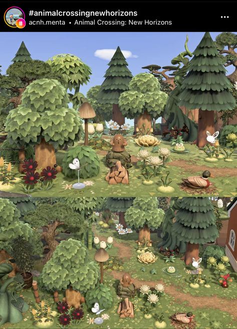 Forest Core Nooks Cranny, Acnh Cedar Forest, Acnh Forest Walkway, Animal Crossing The Shire, Acnh Mountain Island, Acnh Campsite Designs Forest, Forest Animal Crossing Ideas, Forestcore Acnh Dream Address, Acnh Gyroid Forest