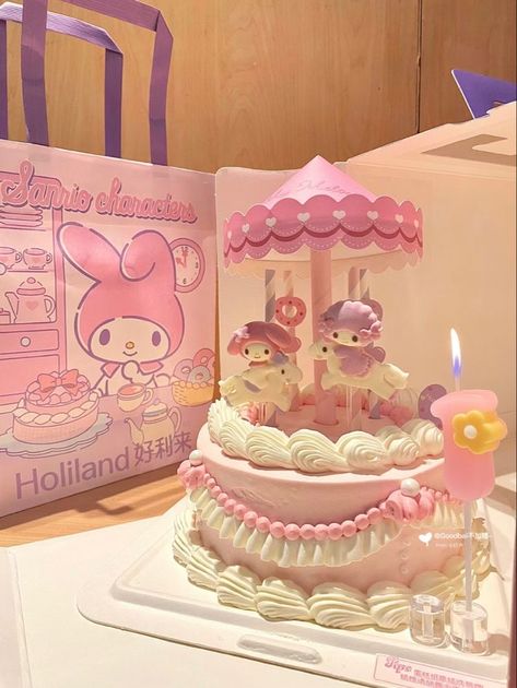 Sanrio Recipe, Sanrio Snacks, Cinnamoroll Cake, Melody Cake, Sanrio Cake, Sanrio Birthday, Piano Cakes, Hello Kitty Birthday Cake, My Sweet Piano