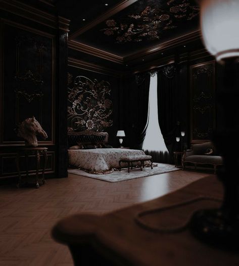 Gothic Modern House, Bedroom Aesthetic Dark, Victorian Bohemian Decor, Royal Bedroom, Black Bedroom Design, Victorian Bedroom, Let You Go, Beach House Design, Luxury Aesthetic