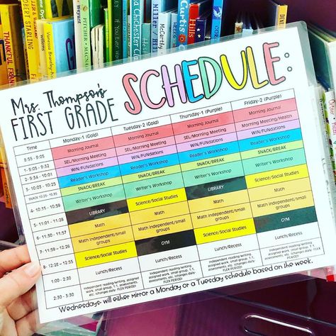 Amanda Thompson | First Grade on Instagram: “It’s one thing to make a schedule, it’s another thing to stick to the schedule every single second. 🤪When I taught fourth grade, this was…” First Grade Class Schedule, 2nd Grade Class Schedule, 1st Grade Class Schedule, Second Grade Schedule, Glad Strategies First Grade, 3rd Grade Schedule, Grade One, First Grade Schedule, Fourth Grade Classroom