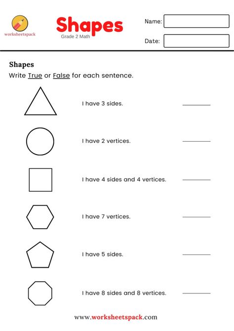 Basic Shapes Worksheet (2D) - worksheetspack Shapes And Patterns Worksheet Grade 2, Shapes Worksheet For Grade 2, Grade 2 Math, Nursery Worksheets, Geometry Shapes, Maths Worksheets, Maths Exam, Pattern Worksheet, Shape Names