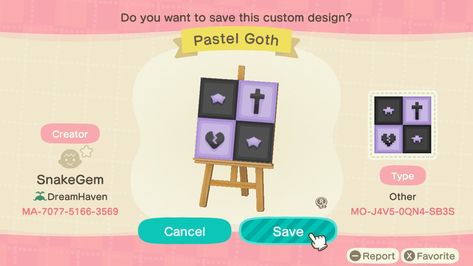 Animal Crossing Purple Design, Acnh Pastel Goth Designs, Pastel Goth Animal Crossing Island, Acnh Clothes Pattern Grid Goth, Animal Crossing Pastel Goth, Acnh Pastel Goth, Acnh Creepy, Acnh Purple, Pastel Goth Diy