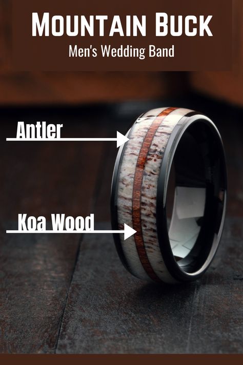 Deer Antler Wedding Band | Men's Wedding Band Mens Wedding Band Deer Antler, Deer Antler Mens Wedding Ring, Cool Men’s Wedding Bands, Antler Wedding Rings For Men, Men’s Wooden Wedding Band, Deer Antler Ring Wedding Men, Mens Wedding Rings Wood, Antler Rings For Men, Men’s Wedding Band