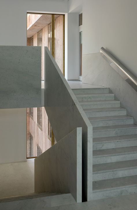 #railing#stair#San Telmo Palace Restoration  / Vázquez Consuegra | ArchDaily Stone Railings, Metal Handrails, Staircase Handrail, Interior Staircase, Escalier Design, Trendy Interiors, Beton Design, Concrete Stairs, Stair Handrail