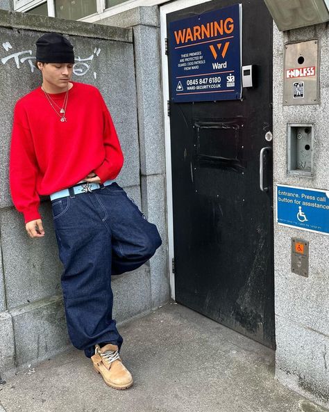 none Baggy Jeans Outfit 90s Men Street Styles, Timbs Outfit Men Baggy, Streetwear Fit Inspo Men, Men’s Baggy Outfit, Vintage Baggy Outfit, Mens Baggy Outfit, Cozy Fits Men, Baggy Clothes Aesthetic Men, Streetwear Inspo Men