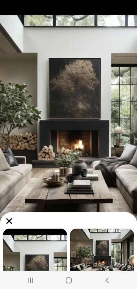 Moody Living Room, Rustic Farmhouse Living Room, Cottage Decor Farmhouse, Design Villa, Casa Country, Living Room Design Inspiration, Home Fireplace, Home Design Living Room, Living Room Inspo