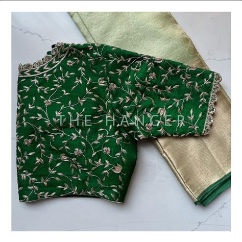 Green Pattu Blouse Maggam Work Designs, Kanchi Pattu Blouse Designs, Blue Work Blouse, Exclusive Saree Blouse Designs, Maggam Blouses, Magam Work, Latest Blouse Designs Pattern, Pattu Saree Blouse Designs, Kids Blouse Designs