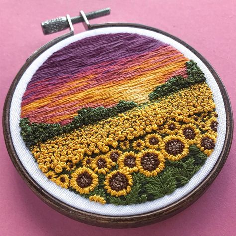 My Sunflower, Pola Bordir, Embroidery Works, Hand Embroidery Projects, Pola Sulam, Thread Painting, Creative Embroidery, 자수 디자인, Hand Embroidery Art