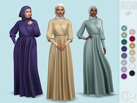 Sims 4 Abaya Cc, Sims 4 Cc Arabic Clothes, Sims 4 Hijabi Clothes, Hijabi Sims 4 Cc, Sifix Sims 4 Cc, Carol Dress, Cc Clothes, Ginger Dress, Muslimah Outfit