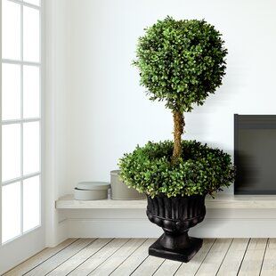 Outdoor Faux Urn Filler | Wayfair Boxwood Front Of House, Patio Herb Garden, Outdoor Topiary, Faux Boxwood, Boxwood Balls, Patio Flowers, Boxwood Topiary, Ivy Plants, Wreath Base