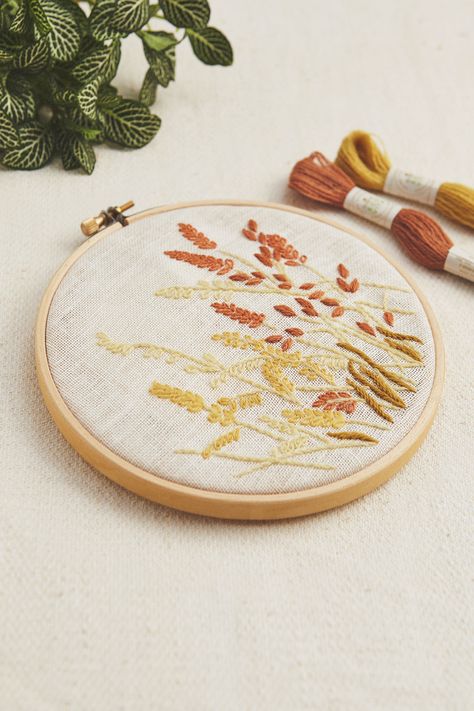 Wheat by Marie Dominique Procureur Intermediate Embroidery Kit - DMC Wheat Embroidery, Machine Embroidery Thread, Punch Needle Kits, Wool Thread, Thread & Yarn, Punch Needle Patterns, Thread Bracelets, Needlepoint Patterns, Needlepoint Kits