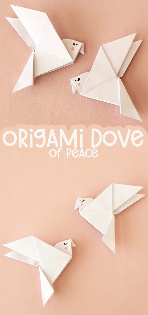 Paper Birds Origami, Diy Dove Ornament, Origami Peace Dove, Paper Bird Ornaments, Origami Dove Instructions, Paper Doves How To Make, Peace Dove Template Printable, Origami Dove Easy, Dove Ornaments Diy