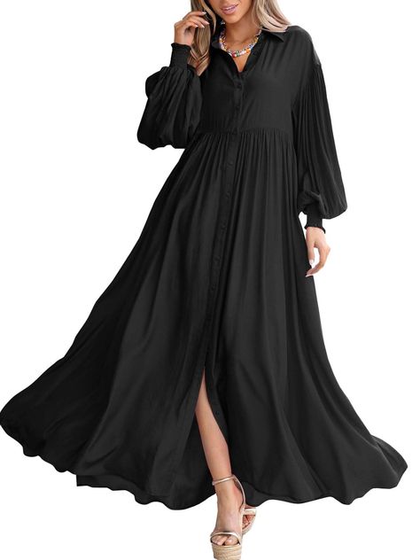 PRICES MAY VARY. Feature: S=US 4-6, M=US 8-10, L=US 12-14, XL=US 16-18, XXL=US 20 / Women Summer Casual Short Sleeve Sun Dresses 2024 / Midi Dress Long Dress / V Neck Quarter Button Down Shirt Dress / Pleated Tiered Hem Boho Dress / Loose Fit Flowy Swing Dress / Ruffle Hem Babydoll Dress / Plain Maternity Dress. Comfy Material: The women's Bohemian Dress Is Expertly Crafted From High-Quality Viscose And Polyester Material, Soft To the Touch, Friendly To the Skin, The Light colored Dresses With L Flowy Fall Dresses, Dark Boho Fashion, Light Colored Dresses, Outfits For Short Women, Full Figure Dress, Women's Summer Dresses, Large Skirt, Collar Shirt Dress, Plus Size Black Dresses