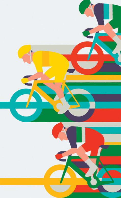 Transport for London - Tour De France II | Veerle's Blog 4.0 Adrian Johnson, Bicycle Illustration, Poster Graphic Design, Academic Drawing, Cycling Posters, Bike Illustration, Bike Poster, Sport Illustration, London Tours