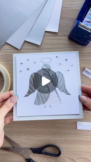 Bethan | Pretty In Paper By B™ on Instagram: "Christmas card making is officially here!😍🎄 Or if you’re anything like me, you’ve actually been Christmas crafting for months already!🙈😂 I just love this time of year as my Instagram feed is FULL of festive card making inspiration, and I get save so many ideas for new Christmas card designs! 🥰❄️ So, if you’re also looking for some more Christmas craft ideas, here’s a simple angel card design you can make with just 6 craft supplies!😍 And I bet you have most of them at home already!🙊 You will need: - Card - Paper (80-120gsm) - Scissors - Sticky tape - Foam sticky pads - A little bit of blue tack Then all you need is your angel iris folding template which you can download from my website! 😄 Or alternatively, grab an angel aperture pack tha Iris Fold Christmas Cards, Christmas Iris Folding, Iris Folding Cards, Folding Template, Iris Folding Templates, Iris Paper Folding, Christmas Card Designs, Christmas Card Making, Angel Card