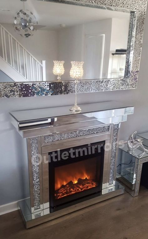 Mirrored Furniture Decor, Glam Bedroom Decor, Glam Bedroom, Shop Opening, Fire Surround, Electric Fire, Glam Living Room, Living Room Decor Cozy, Mirrored Furniture