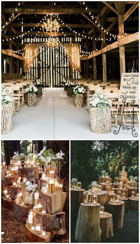 DIY: Tree Stump side tables or Wedding Aisl » Paper + Lace Diy Wedding Aisle, Aisle Decorations Wedding, Tree Stump Side Table, Best Wedding Planner Book, Farmhouse Office Decor, Highlands Wedding, Aisle Decorations, Diy Wedding Inspiration, Perfect Engagement Gifts