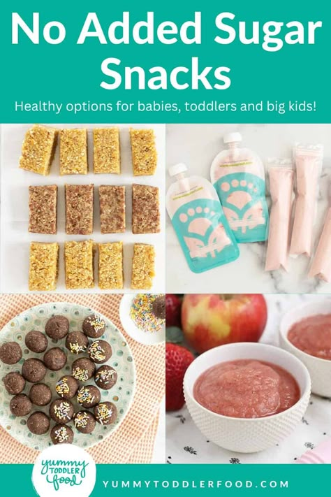 No Added Sugar Snacks in grid of 6 images. Clean Toddler Snacks, High Calorie Toddler Snacks, Healthy Toddler Snacks On The Go, Healthy Snack For Toddlers, Healthy Snacks For 1 Year Baby, Easy Toddler Snacks Healthy, Healthy Homemade Toddler Snacks, Dinner Ideas Dairy Free, Homemade Toddler Snacks