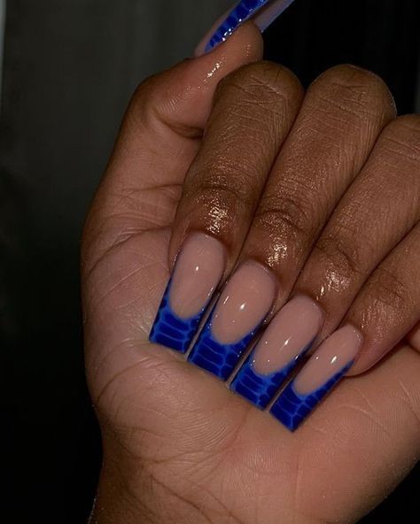 Blue Croc Nails, Acrylic Nail Designs Coffin, Blue Acrylic Nails, Ombre Acrylic Nails, Simple Gel Nails, Dope Nail Designs, Short Square Acrylic Nails, Acrylic Nails Coffin Pink, Long Square Acrylic Nails