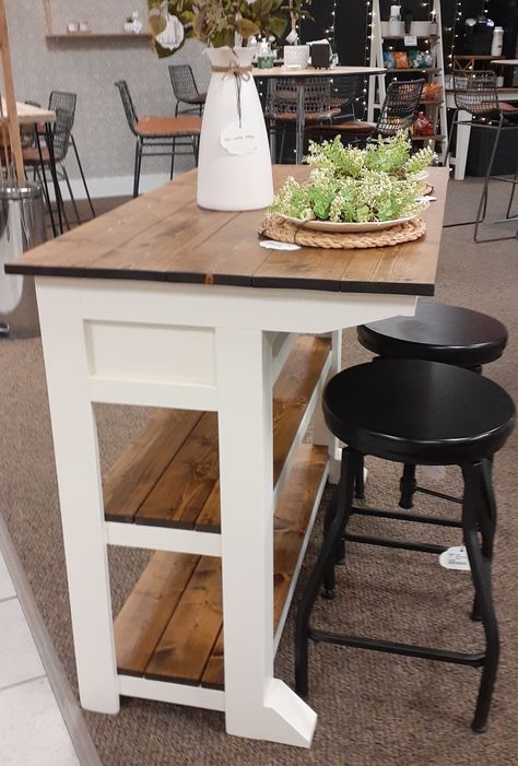 Small Table Kitchen Ideas, Farmhouse Bar Table, Kitchen Island In Small Space, Kitchen Island Furniture, Narrow Kitchen Island, Minwax Stain Colors, Freestanding Kitchen Island, Diy Kitchen Table, Rustic Kitchen Island