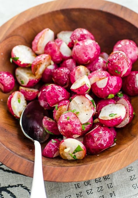 Yes, You Can Cook Radishes! Here Are 5 Tasty Ways — Tips from The Kitchn | The Kitchn Fried Radishes, Roasted Radishes, Radish Recipes, Food Crush, Clean Food, Veggie Side Dishes, Deilig Mat, Radishes, Side Recipes