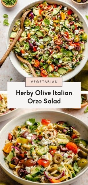 Herby Italian Orzo Salad | Ambitious Kitchen Orzo Veggie Salad, Italian Orzo Pasta Salad, Italian Orzo Salad, Pesto Orzo Salad, Italian Orzo, Gluten Free Orzo, Suddenly Salad, Orzo Salad Recipes, Homemade Italian Dressing