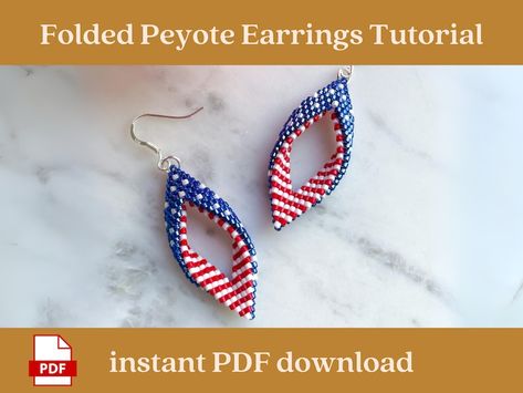 Beaded American Flag, Flag Beaded Earrings, Beaded Earrings Pattern, Flag Beads, Beaded Projects, Patriotic Earrings, Earrings Pattern, Earrings Tutorial, Striped Earrings