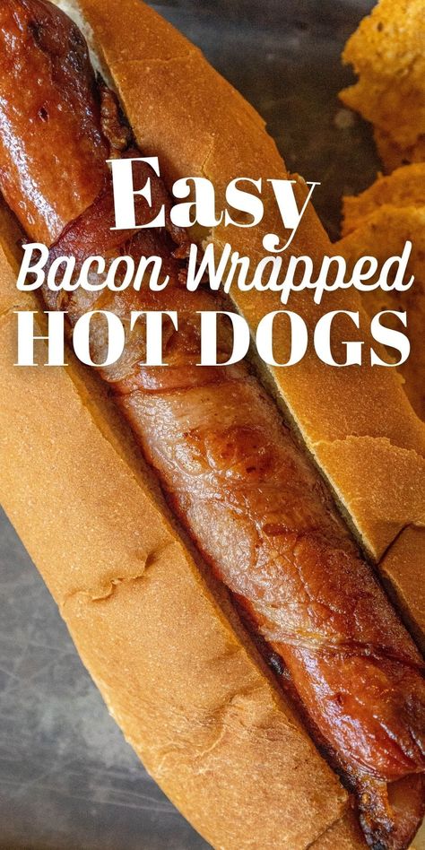 Bacon-Wrapped Hot Dogs - main dishes #maindishes Bacon Wrapped Hot Dogs Grilled, Bacon Wrapped Hotdogs On Grill, Bacon Wrapped Hotdogs On Stove, Bacon Wrapped Hotdogs In Oven, How To Fry Bacon, Bacon Wrapped Recipes, Bacon Wrapped Cheese, Bacon Hot Dogs, Bacon Wrapped Hotdogs